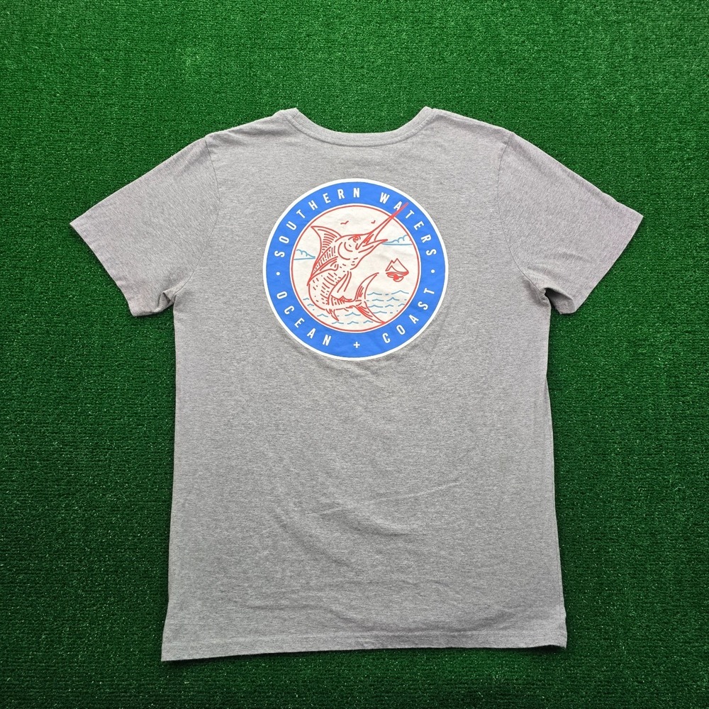 Ocean + Coast Southern Waters Marlin Graphic Tshirt Mens Large Gray Fishing